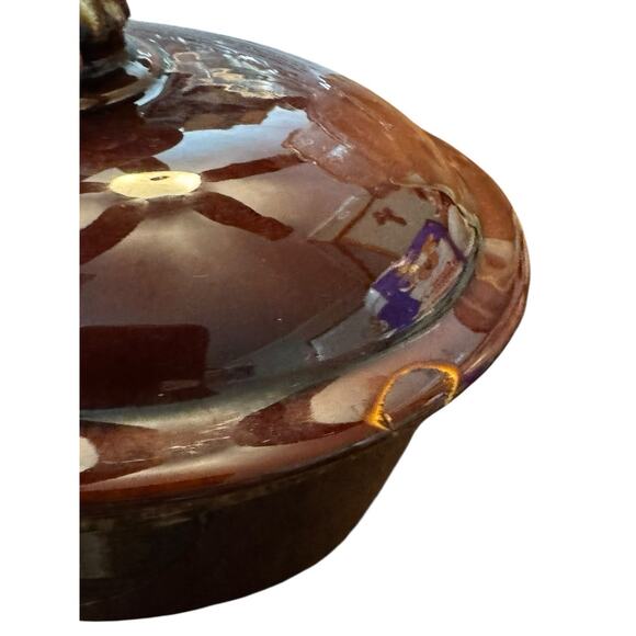 Hull Pottery Drip Glaze Casserole Dish Lid Oven Proof Brown Oval Vintage 10” - Picture 2 of 10